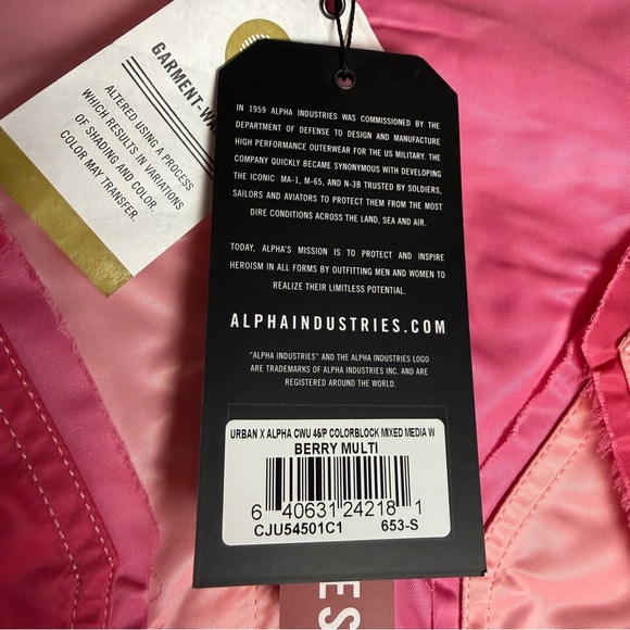 NWT Alpha Industries CWU 45/P Pink Rose Colorblock Bomber Jacket Small Y2K - Picture 6 of 13